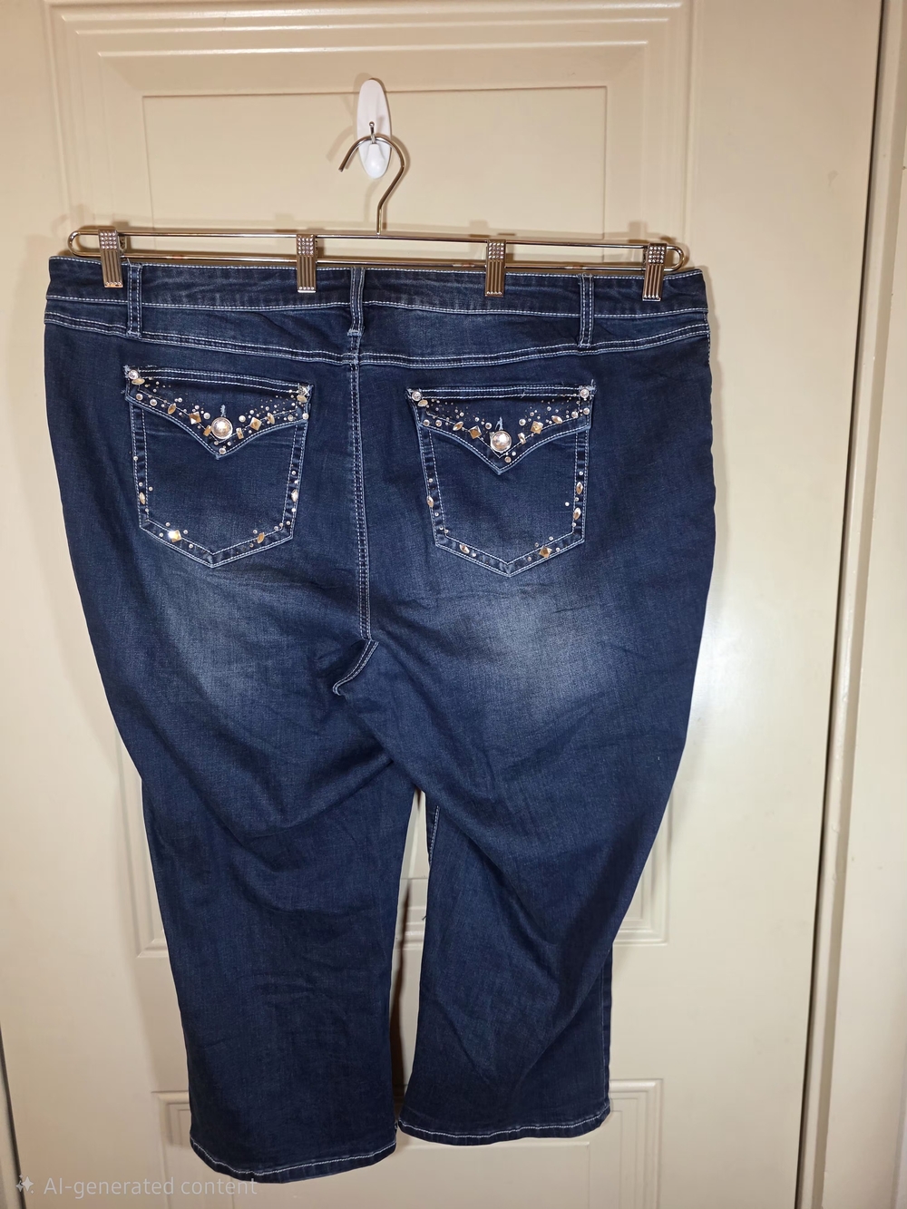 Csto Dark Embellished Denim Capri Jeans 24W Girls Night Out Y2K Style - Picture 10 of 14